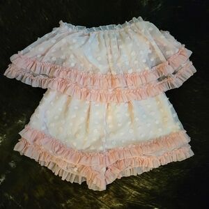 Cute, strapless, pink romper